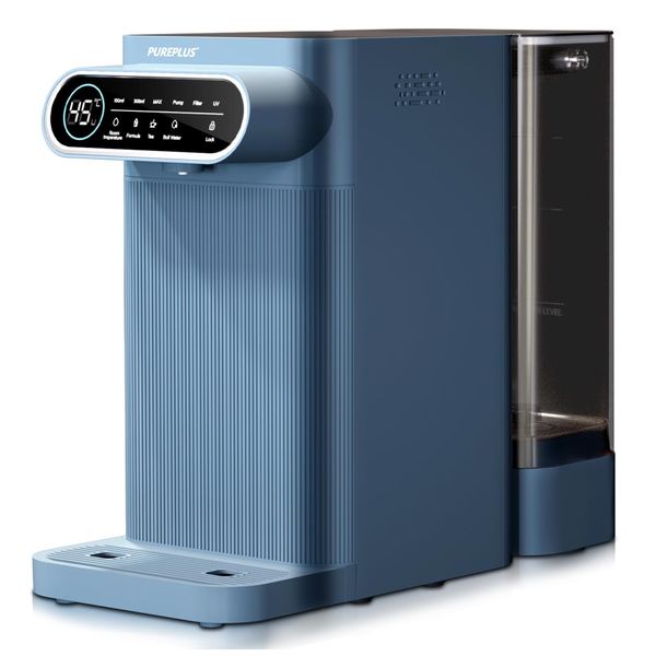 Filtro de Água de Bancada sem Instalação com Osmose Reversa de 5 Estágios e 4 Opções de Temperatura, 110V PUREPLUS, Azul