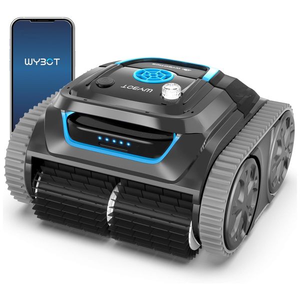 Robô Aspirador de Piscina sem Fio com Escalada em Parede, Controle por APP, Mapeamento Inteligente e Autonomia de 3H, 110V  WYBOT WY200, Preto