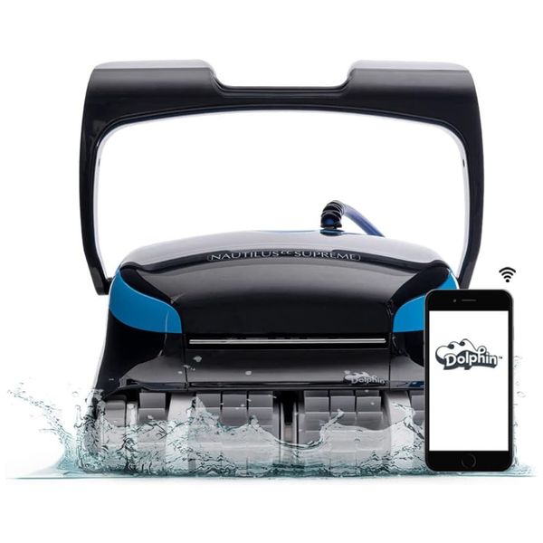Robô Aspirador de Piscina por Cabo com Escova Purificadora Linha D'Água e Controle por APP para Piscinas de 15 Metros, 110V, Dolphin Nautilus CC