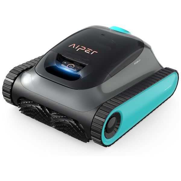 Robô Aspirador de Piscina sem Fio com Sistema WavePath de Mapeamento Inteligente, Escala Paredes, 110V, AIPER Scuba S1, Cinza e Azul