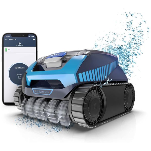 Robô Aspirador de Piscina sem Fio com 4 Modos de Limpeza e Mapeamento Inteligente para Piscinas de 15 Metros, 110V, Polaris FREEDOM, Azul