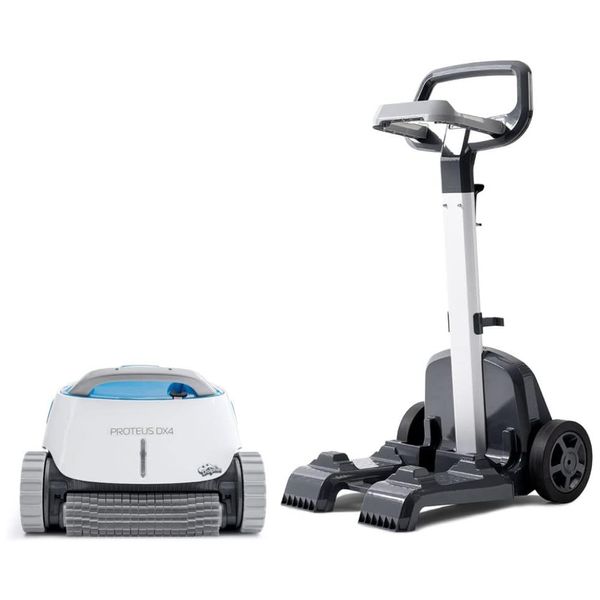 Robô Aspirador de Piscina com Cabo e Carrinho de Transporte, para Piscinas de 15 Metros, 110V, Dolphin Proteus DX4, Branco