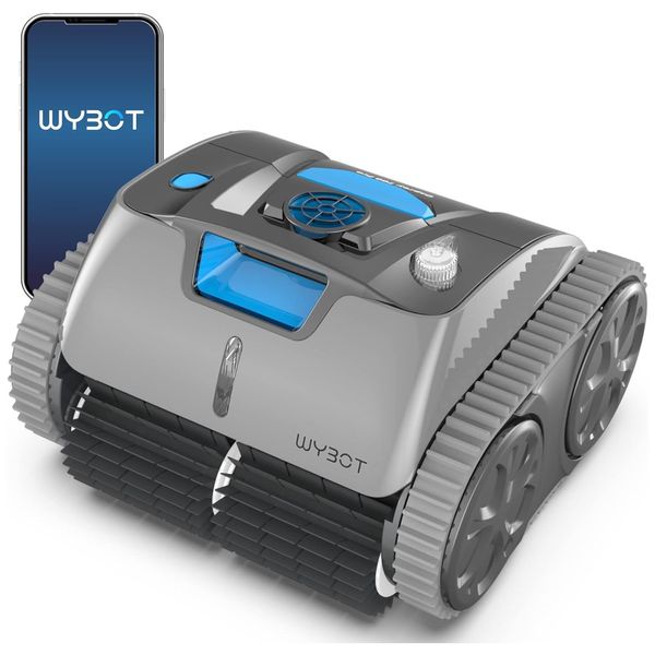 Robô Aspirador de Piscina sem Fio com Escalada em Paredes, Indicador LED, Controle por APP e Mapeamento Inteligente, 110V,  WYBOT WY100Max, Cinza