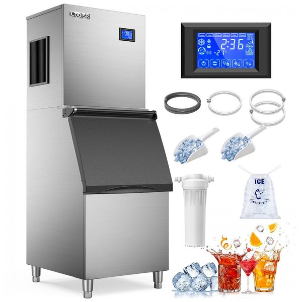 Máquina de Gelo Profissional 204 kg em 24H para Bar e Restaurante, 110V 680W, Coolski, Prata