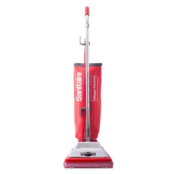 Aspirador de Pó Profissional 6L com Rolo de Escova e Sistema de Liberação do Saco com Clipe de Metal, 110V, Sanitaire SC888N, Vermelho