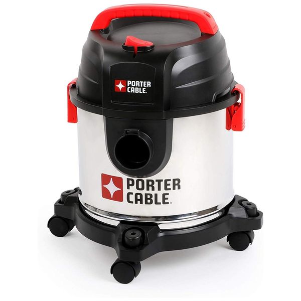 Aspirador de Pó de 15 Litros em Aço Inoxidável com 3 Funções e Acessórios Inclusos, 110V 900W, Porter Cable, Prata