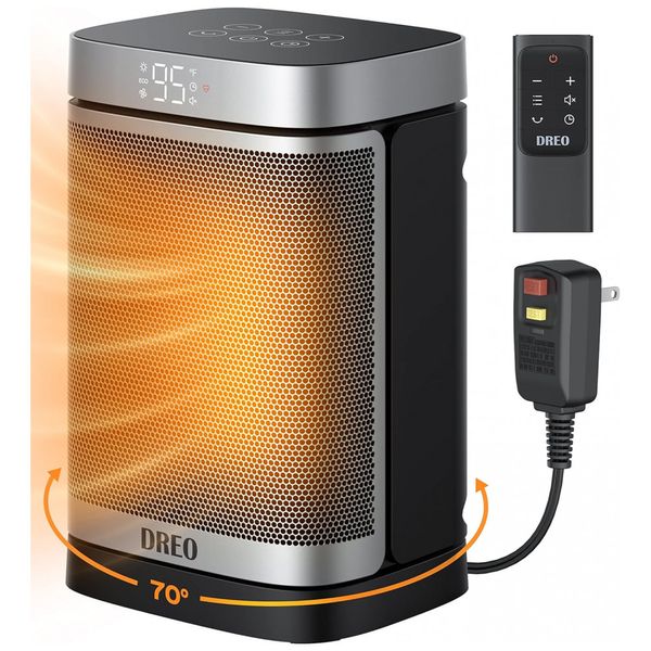 Aquecedor Elétrico Portátil de Cerâmica com 5 Modos, Tela LED e Controle Remoto , 1500W 110V, Dreo, Preto