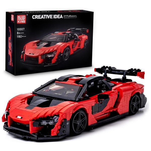 Kit de Construção Carro Esportivo Colecionável com 1182 Peças para Crianças e Adultos, Mould King, Vermelho