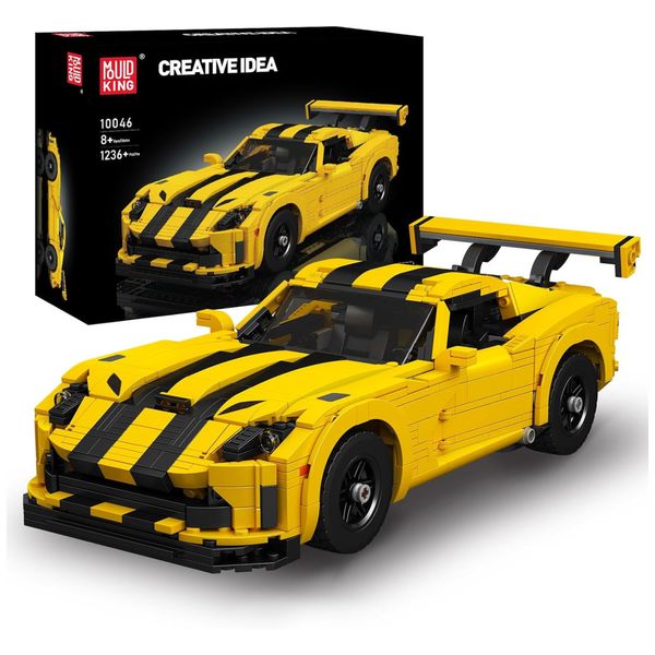 Kit de Construção Carro Dodge Viper com 1236 Peças para Crianças e Adultos, Mould King, Amarelo