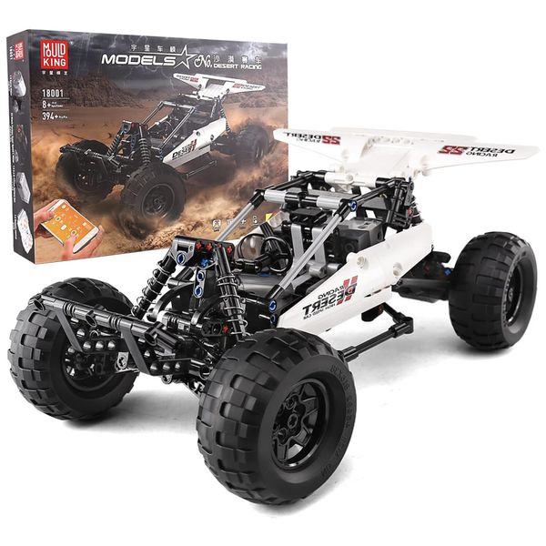 Kit de Construção Carro Desert Racing 18001 Off Road de Corrida com 394 Peças e Controle Remoto para Crianças e Adultos, Mould King, Branco