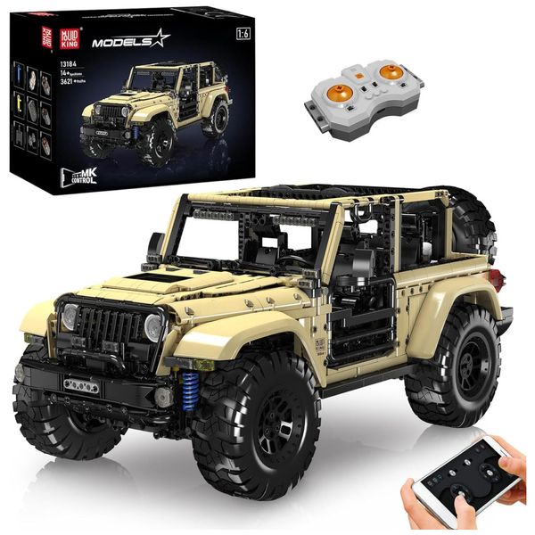 Kit de Construção Carro Wrange Off Road com 3621 Peças e Controle Remoto para Adultos, Mould King 13184, Marrom