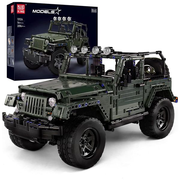 Kit de Construção Carro Pickup Wrange Off Road com 2096 Peças para Adultos, Mould King Estática, Verde