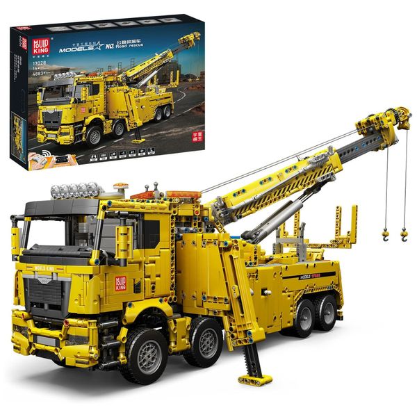 Kit de Construção Veículo de Resgate Rodoviário com 4883 Peças e Controle Remoto para Crianças e Adultos, Mould King, Amarelo