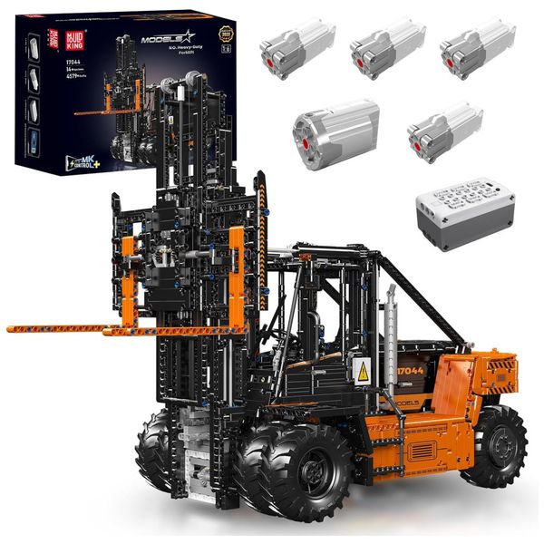 Kit de Construção Empilhadeira para Serviços Pesados com 4579 Peças para Crianças e Adultos, Mould King, Laranja