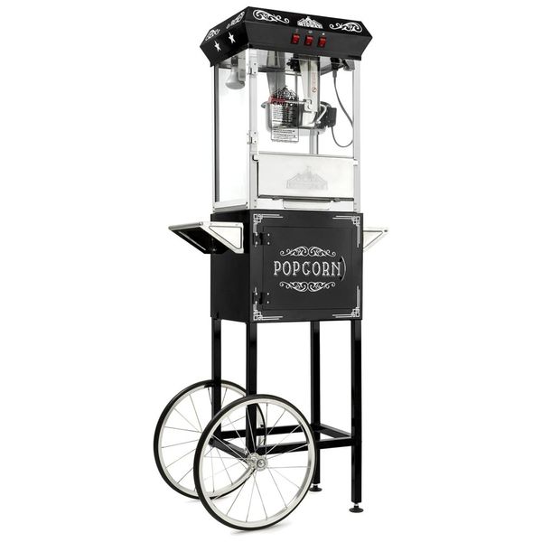 Carrinho de Pipoca Retro com Panela de 236 mL Produz até 10 Kg, 110V 850W, Olde Midway Vintage, Preta