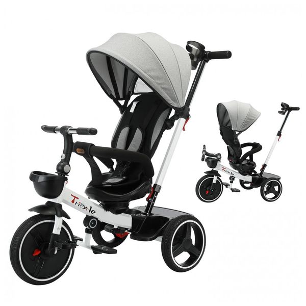 Triciclo para bebê UBRAVOO, carrinho de passeio para bicicleta de empurrar para bebê 6 em 1, guarda corpo removível para bicicleta infantil, dossel