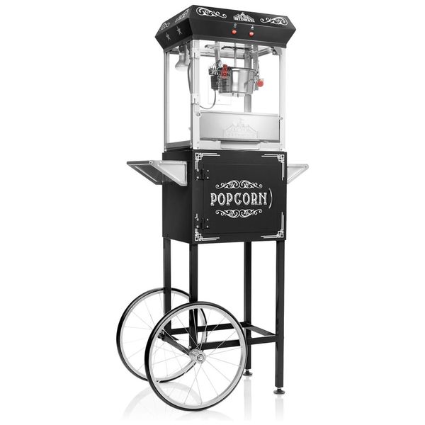 Carrinho de Pipoca Retrô com Panela de 113g e Produz até 7,1 kg de Pipoca, 110V, OLDE MIDWAY, Preta