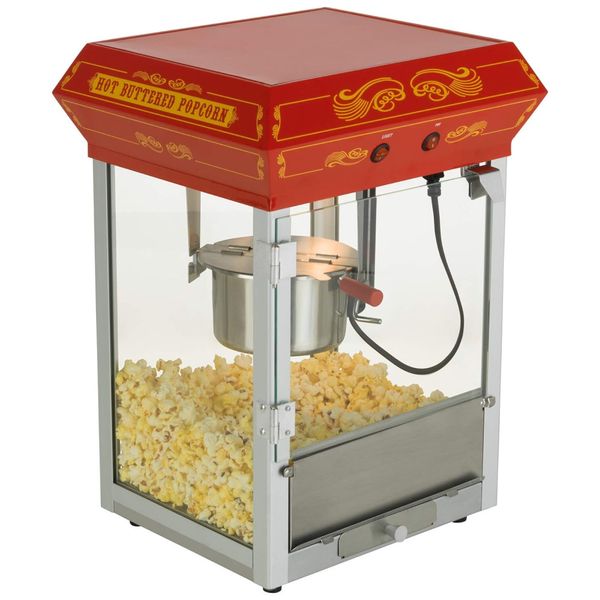 Pipoqueira Elétrica Vintage Produz até 1,9 kg de Pipoca com Panela de 113g, Copo Medidor, Colher de Pipoca e Copo de Tempero, 110V, Funtime, Vermelha