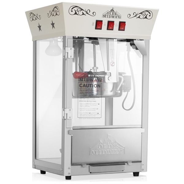 Pipoqueira Elétrica Faz até 10,8 kg de Pipoca com Panela de 226g e Copo Medidor, 110V 850W, Olde Midway, Creme