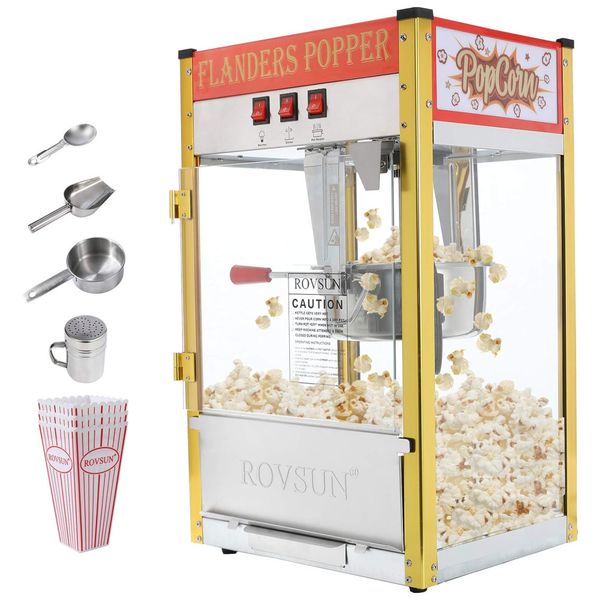 Pipoqueira Elétrica Faz até 7,2 kg de Pipoca com Panela de 226g, Colher de Aço Inoxidável, Colher de Óleo e 3 Copos de Pipoca, 110V, Bonnlo, Vermelha