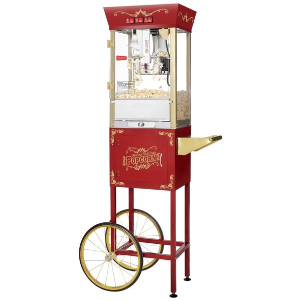 Carrinho de Pipoca Retrô com Panela de 226g e Produz até 10,8 kg de Pipoca, 110V 850W, Great Northern Popcorn, Vermelho