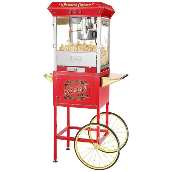 Carrinho de Pipoca Retrô com Panela de 226g e Produz até 10,8 kg de Pipoca, 110V 850W, Great Northern Popcorn, Vermelho