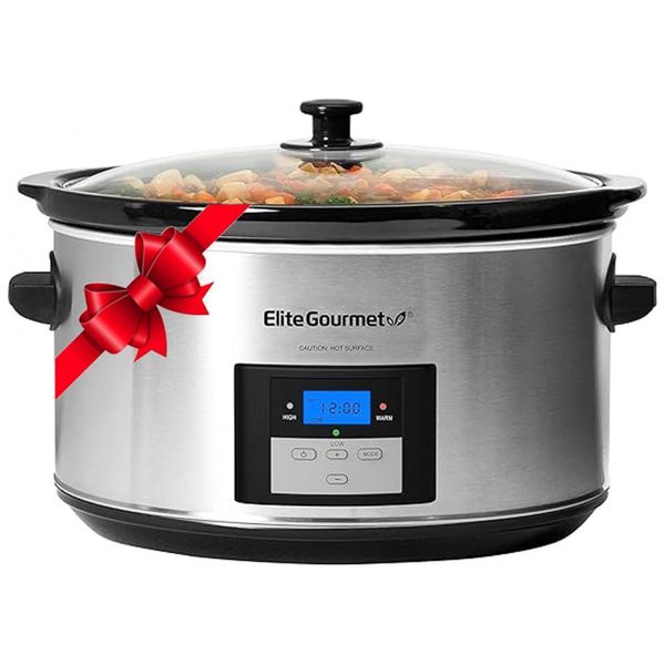 Panela Elétrica Digital 8L Programável com Temporizador Ajustável, Aço Inoxidável, 110V 280W, ELITE GOURMET MST 900D, Prateado