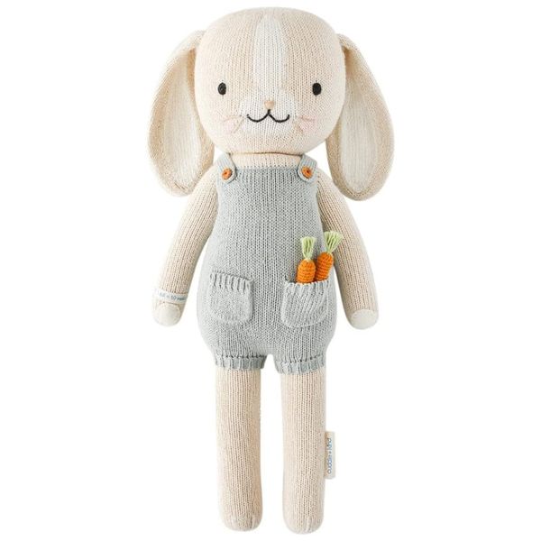 Coelho de Pelúcia de 33 cm, Feito à Mão, 100% Algodão Perfeito para Abraçar, Cuddle + Kind