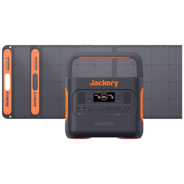 Gerador de Energia Solar Portátil  2000 PRO com 2 Paneis SolarSaga 200W, 3 tomadas CA de 2200W e Carregamento Rápido, Jackery