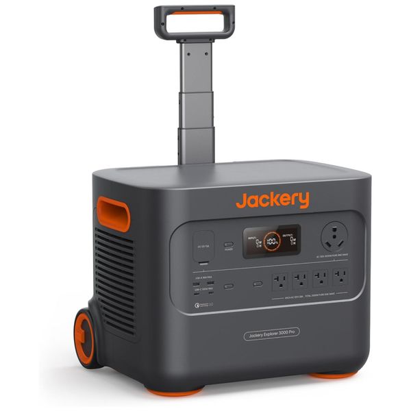 Gerador de Energia Solar Portátil Explorer 3000 Pro com Bateria de 3024Wh, 2 portas PD de 100W e 4 Tomadas AC 110V 3000W, Jackery, Preto e Laranja
