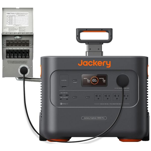Kit Gerador de Energia Solar Portátil Explorer 3000 Pro e Interruptor de Transferência Manual,110V, Jackery, Preto e Laranja