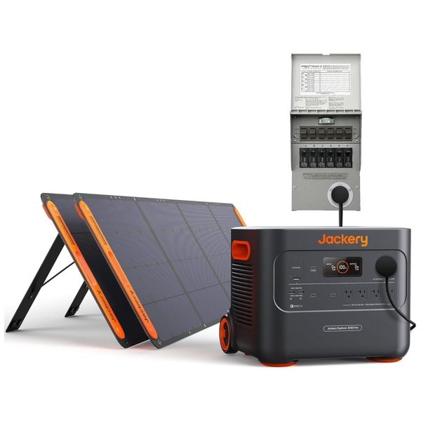 Kit Gerador de Energia Solar Explorer 3000 Pro com 2 Painéis Solares de 200W e Interruptor Manual de Transferência até 3kW, 110V, Jackery, Petro e