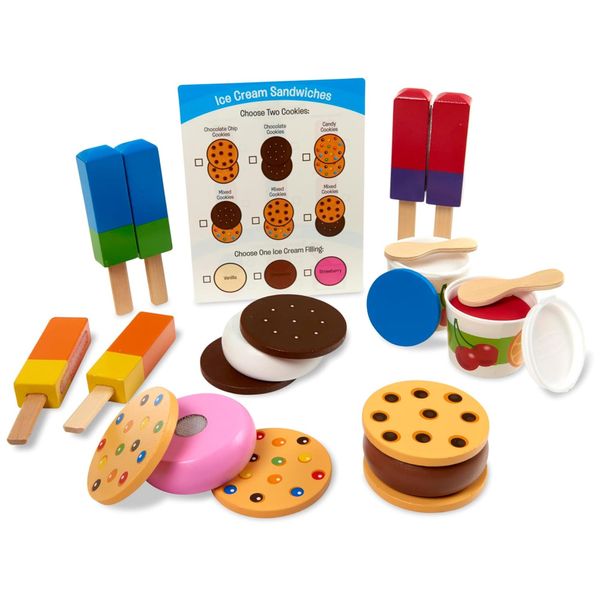 Kit de Sorvete Infantil de Madeira com 24 Peças para Crianças Acima de 3 Anos, Melissa & Doug