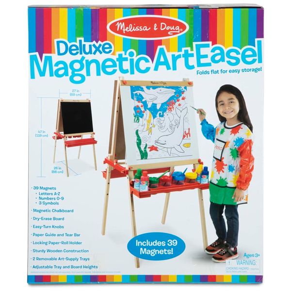 Lousa Infantil com Cavalete, Quadro Negro ou Magnético e Apagador para Crianças Acima de 3 Anos, Melissa & Doug