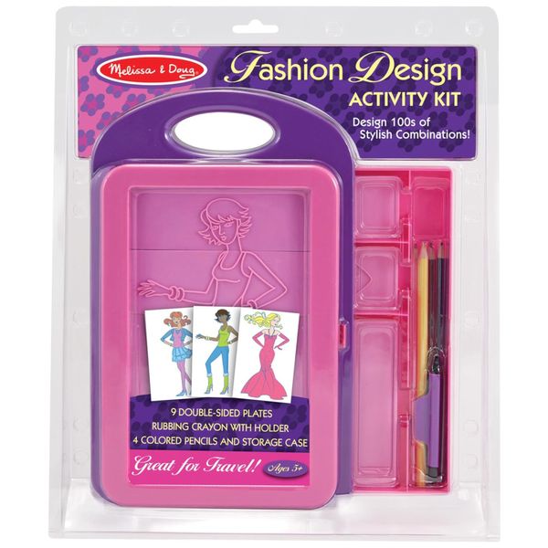 Kit de Design de Moda Infantil com 9 Placas Dupla Face, 4 Lápis e Giz de Cera para Crianças Acima de 3 Anos, Melissa & Doug