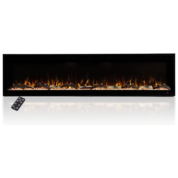 Lareira Elétrica de Embutir A44x182L cm com Controle Remoto, Opções de Cores, Compatível Alexa e Google Assistant, 110V, Modern Ember, Preta