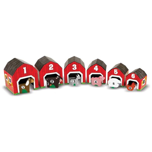 Brinquedo Educativo Tema Fazenda com 6 Celeiros e 6 Animais para Crianças Acima de 2 Anos, Melissa & Doug