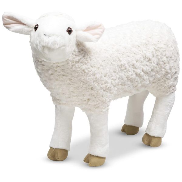 Pelúcia Ovelha 60 cm de Altura com Design Realista para Crianças Acima de 3 Anos, Melissa & Doug, Branca