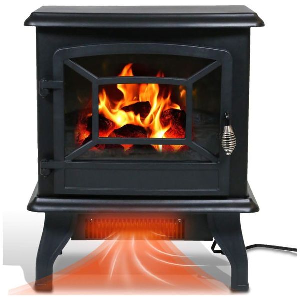 Lareira Elétrica Portátil com Termostato e Chamas Realistas, 110V 1500W, Dkeli, Preta