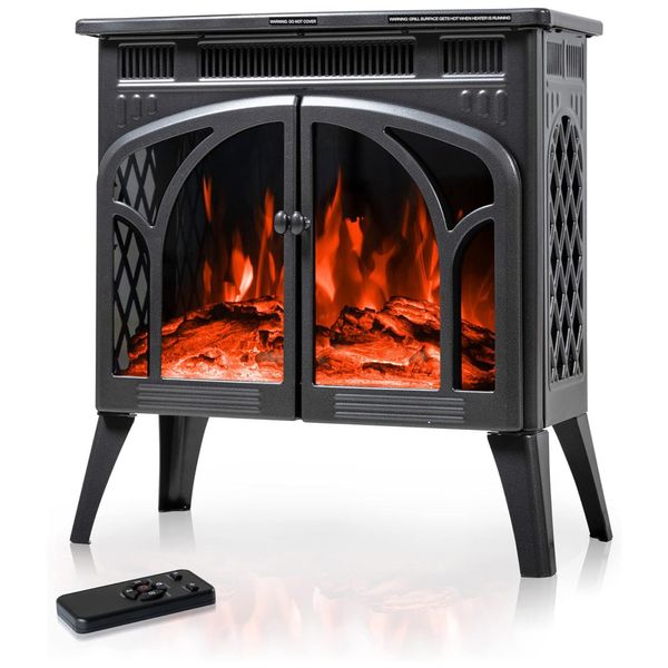 Lareira Elétrica Portátil Autônoma com Chamas Realista 3D, 4 Cores Variáveis e Controle Remoto, 110V 1500W, Electactic, Cinza