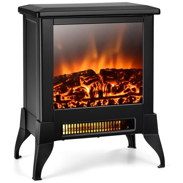 Lareira Elétrica Portátil com Temperatura Ajustável e Proteção Contra Superaquecimento, 110V 1400W, GOFLAME, Preta