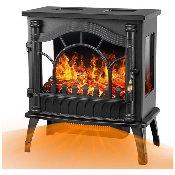 Lareira Elétrica Portátil Infravermelho com Chamas Realistas e 20 Opções de Aquecimento, 110V 1500W, Joy Pebble, Preta