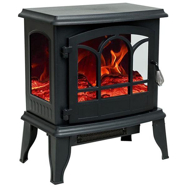 Lareira Elétrica Portátil com Chamas Realistas, Efeitos Chama de LED e Baixo Ruído, 110V 1500W, FLAME&SHADE, Preta