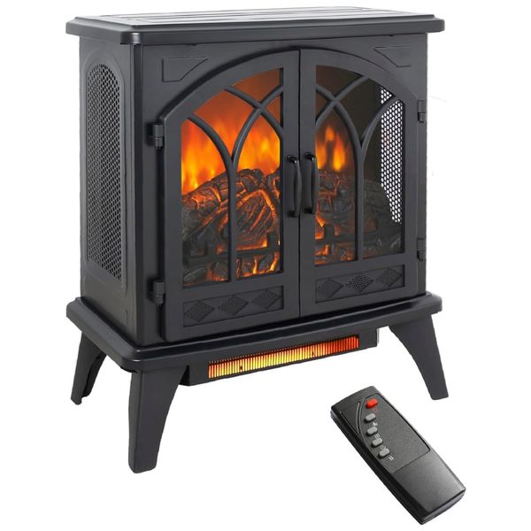 Lareira Elétrica Portátil com Brilho Ajustável, Chamas Realistas 3D e Controle Remoto, 110V 1500W, Innoflame, Preta