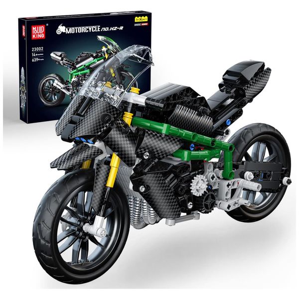 Kit de Construção Moto Kawasaki Ninja H2R com 639 Peças para Crianças Acima de 8 Anos, Mold King, Preta