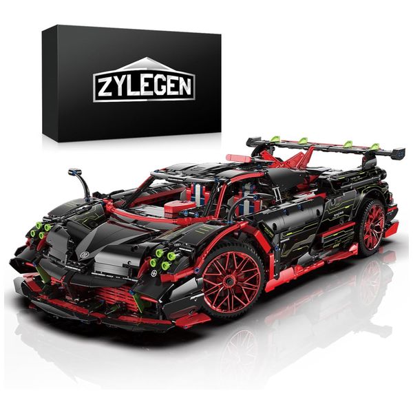 Kit de Construção Carro de Corrida com 3333 Peças para Crianças Acima de 8 Anos, ZYLEGEN, Preto e Vermelho