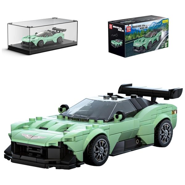 Kit de Construção Carro Martin Vulcan com 369 Peças e Vitrine de Acrílico para Crianças Acima de 8 Anos, Mold King, Verde