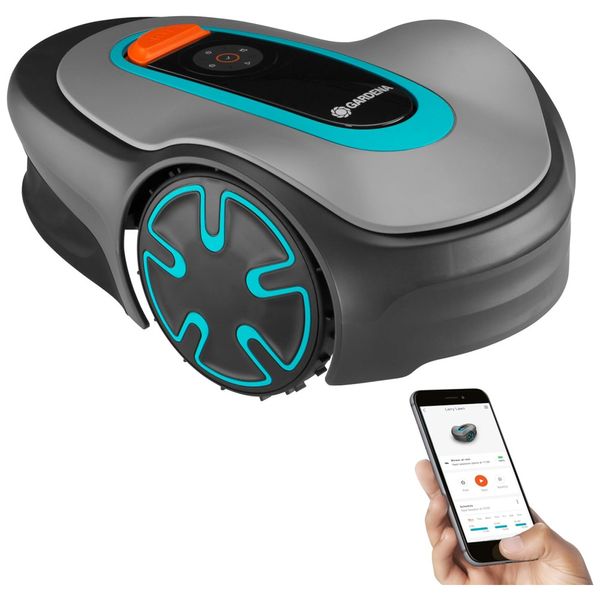 Robô Cortador de Grama Com Fio, até 250m2 com Controle por APP e Bluetooth, 110V GARDENA SILENO, Cinza