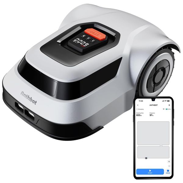 Robô Cortador de Grama Sem Fio, até 1000m2 com Controle por APP, Mapeamento Inteligente e Baixo Ruído, 110V  ANTHBOT, Cinza
