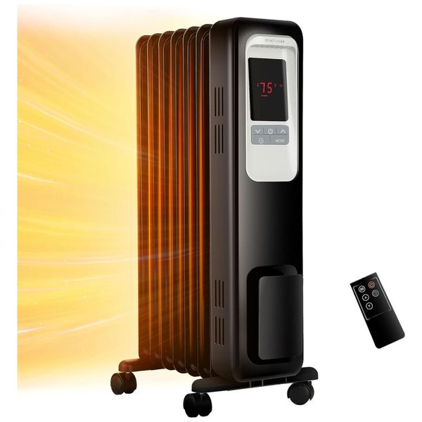Aquecedor Elétrico Portátil com Controle Remoto, 4 Modos, Temporizador 24H, Proteção Contra Superaquecimento e Tombamento, 110V 1500W, Aikoper, Preto